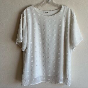 Blooming Jelly Women's White Textured Short Sleeve Top SZ Large